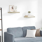 Wall Shelf Set of 2 Oak Honeycomb MDF, Metal 15.7 x 9.1 x 1.5 in