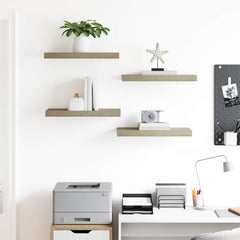 Wall Shelf Set of 4 Oak Honeycomb MDF, Metal 19.7 x 9.1 x 1.5 in