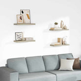 Wall Shelf Set of 4 Oak Honeycomb MDF Medium Wall mounting