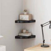 Corner Shelf Set of 2 High gloss black Honeycomb MDF