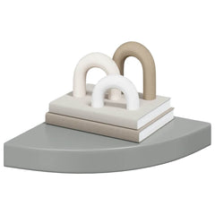Corner Shelf Set of 4 High gloss grey Honeycomb MDF, metal