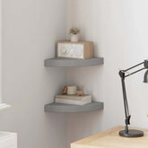 Corner Shelf Set of 2 Gray Honeycomb MDF, metal 9.8x9.8 in
