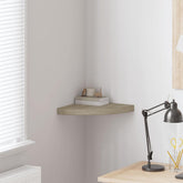 Corner Shelf Oak Honeycomb MDF, metal 13.8 in x 13.8 in x 1.5 in