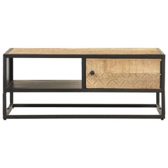 Coffee Table Natural wood, Black Rough Mango Wood, Powder-Coated Iron