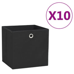 Storage Box Set of 10 Black Non-woven fabric 11.0 in Foldable