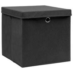 Storage Box Set of 10 Black Non-woven fabric Medium Foldable