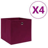 Storage Box Set of 4 Dark Red Non-woven fabric