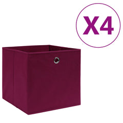 Storage Box Set of 4 Dark Red Non-woven fabric