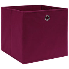 Storage Box Set of 4 Dark Red Non-woven fabric