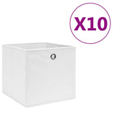 Storage Box Set of 10 White Non-woven fabric 11 x 11 x 11 in