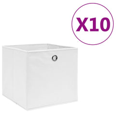 Storage Box Set of 10 White Non-woven fabric 11 x 11 x 11 in