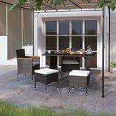 Garden Chair And Stool Set of 4 Black, Cream White
