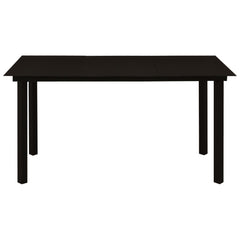 Dining Table Black Glass, Powder-Coated Steel 59 in Durable