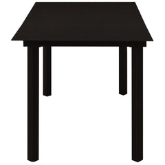 Dining Table Black Glass, Powder-Coated Steel 59 in Durable