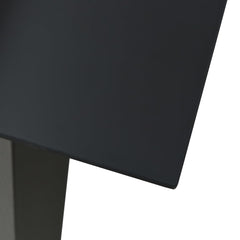 Dining Table Black Glass, Powder-Coated Steel 59 in Durable