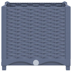 Blue-gray polypropylene raised garden bed, 15.7x15.7x15 inches, with woven texture.