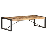 Coffee Table Rough Mango Wood Color, Black Steel Rough Mango Wood
