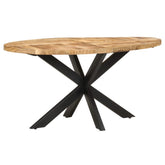 Dining Table Rough Mango Wood Powder-Coated Steel