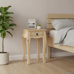 Bed Cabinet Brown Solid mango wood Compact Bedside Table Square