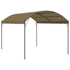 Taupe outdoor gazebo with steel frame and polyester canopy, measuring 13.1 by 9.8 feet.