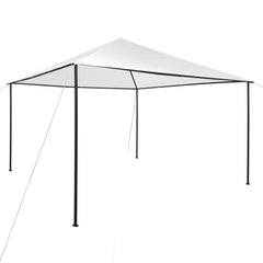 White steel frame gazebo measuring 13.1x13.1x9.8 ft with a peaked canopy.