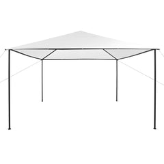 White steel frame gazebo measuring 13.1x13.1x9.8 ft with a canopy.