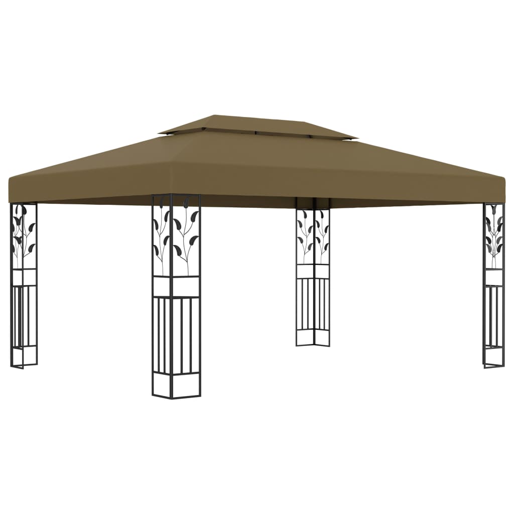 Bostome Double Roof Gazebo with taupe steel frame and removable canopy for outdoor use.