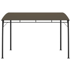Taupe Bostome garden sunshade awning with steel frame, 9.8'x9.8'x8.4'.