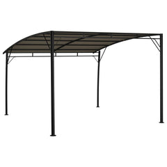Taupe Bostome garden sunshade awning, 9.8'x9.8'x8.4', with arched roof and steel frame.
