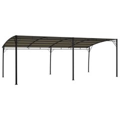 Taupe garden sunshade awning with steel frame, 19.7 by 9.8 feet, providing outdoor shade.