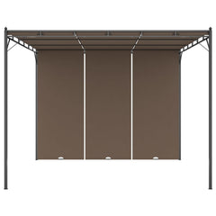 Taupe garden gazebo with side curtains, 9.8'x9.8'x7.4', steel frame.