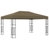 Taupe polyester gazebo with steel frame, measuring 118.1x157.5 inches.