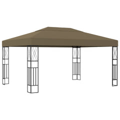 Taupe polyester gazebo with steel frame, measuring 118.1x157.5 inches.