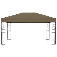 Taupe polyester gazebo with steel frame, measuring 118.1x157.5 inches.