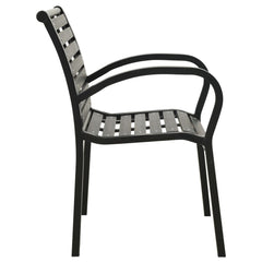 Garden Chair Set of 2 Black Steel with powder-coated finish, WPC