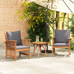 Garden Chair Set of 2 Dark grey, Natural wood Solid acacia wood