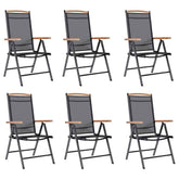 Garden Chair Set of 6 Black Plywood Standard Foldable