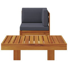 Wooden Lounge Set Natural wood, Dark grey cushions
