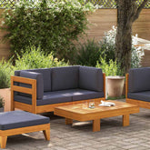 Wooden Lounge Set Natural wood, Dark grey cushions