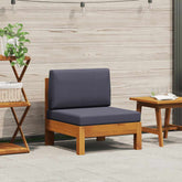Wooden Sofa Dark Grey Solid Acacia wood, Fabric (100% polyester)