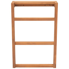 Set of two solid teak wood towel racks with shelves and wall-mount brackets.