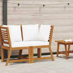 Sectional Corner Sofa Cream Solid Acacia wood Compact