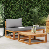 Garden Lounge Set Dark grey, Natural wood