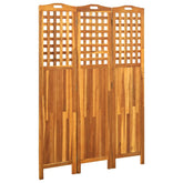 3-Panel Room Divider 47.6x0.8x66.9 Solid Acacia Wood