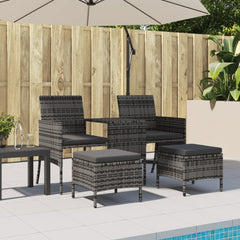 Patio Sofa Set Grey PE rattan 2 Seater Removable Covers