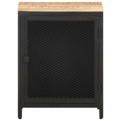 Bedside Cabinet Black Solid rough mango wood, powder-coated iron