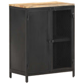 Sideboard Black Solid rough mango wood 23.6x13.8x30.7 in