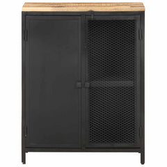 Sideboard Black Solid rough mango wood 23.6x13.8x30.7 in