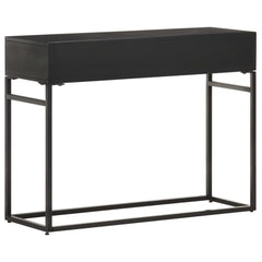 Console Table Black, Brown Solid Mango Wood, Iron, MDF Medium