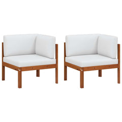 Corner Sofa Cream White Solid Acacia Wood, Rope Medium Modular